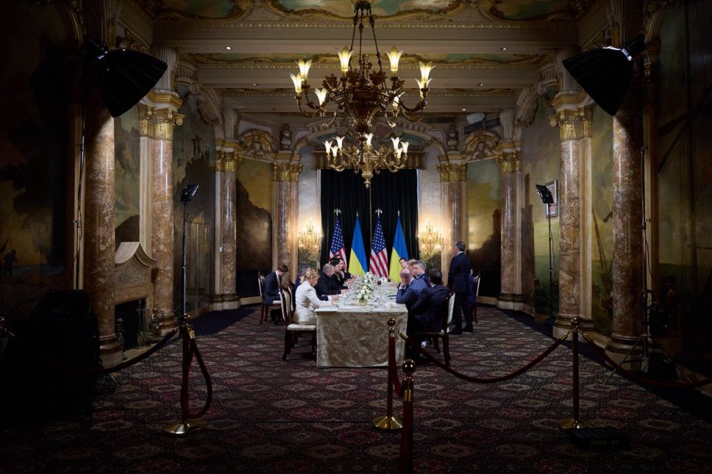 President Trump and President Zelensky dining at the Patio at Mar-a-Lago.